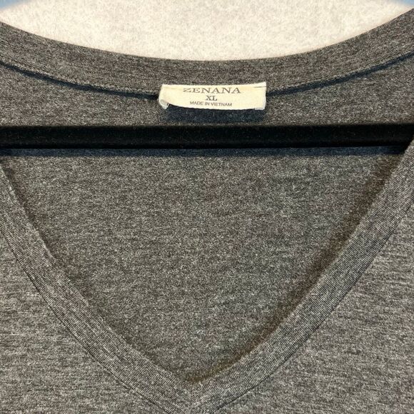 ZENANA Shirt Women's XL Gray Rayon Blend V-Neck Tunic Short Rolled Sleeve Tee - Picture 3 of 12